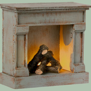 MAILEG 11-2001-00  Kamin mit echtem Feuer❤️ Vintageblau