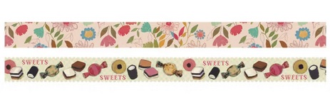 MAILEG 15-4121-00 Klebeband, Blumenmotive, Bonbonmotive, 2 Rollen