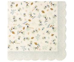 MAILEG 15-7301-00 Servietten, Blumenmuster Blau 12,5 cm x 12,5 cm 20 Stck.