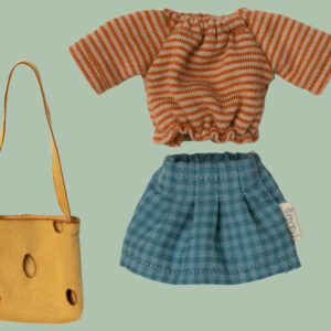 Maileg 17-2304-02 Nachhaltiges Outfit mit veganer Mailegpak Käsetasche❤️